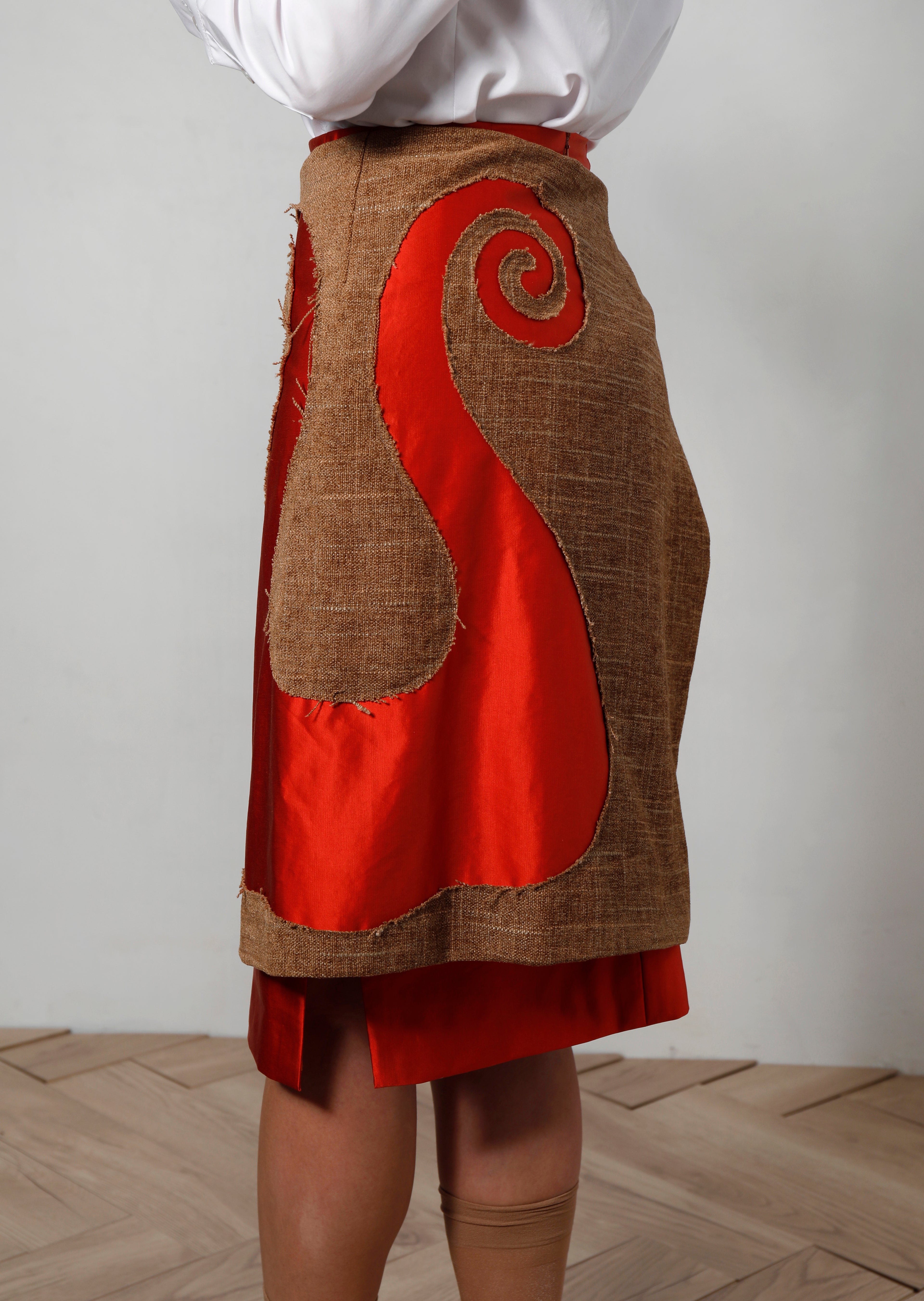 Longboat Skirt - Orange & Burlap